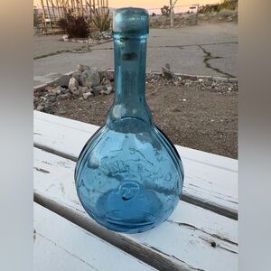 Vintage Jenny Lind Empire Glass Works Blue Glass Decorative Bottle